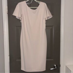 Blush Calvin Klein Midi Slip dress with ruffle size 12
